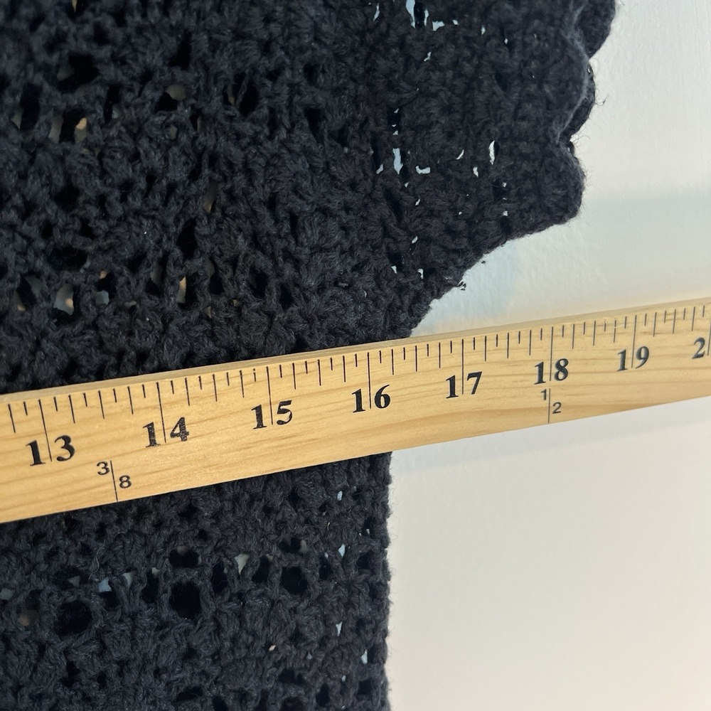Vtg Granny Square Crochet Pull Over Black Sweater Top Women‎ L Boho Classy - Picture 8 of 9